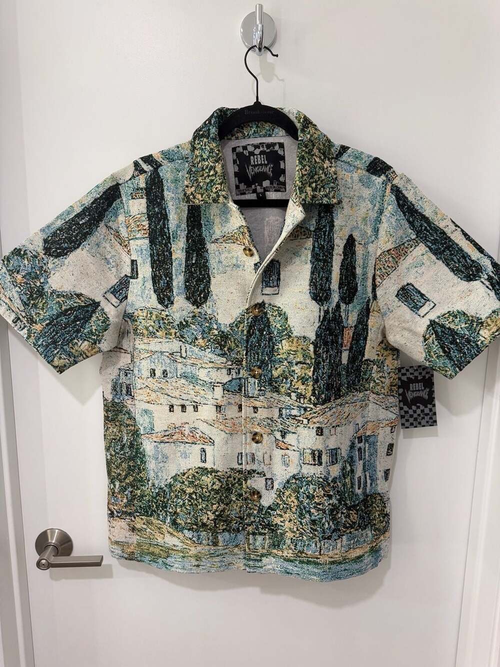 Rebel Vengeance Gustav Klimt Kirche in Cassone Tapestry Woven Shirt